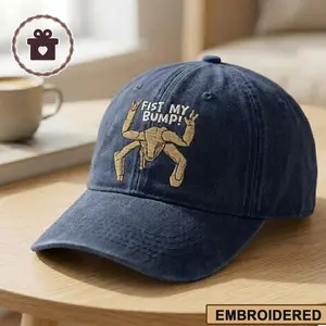 Embroidered Fist My Bump Wash Hat, Funny Rocky Alien Dad Hat, Project Hail Mary Cap, Sci-Fi Embroidered Cap, Space Movie Hat Gift