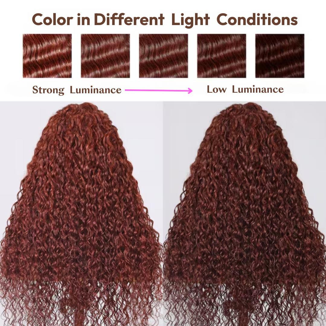 UNice Glueless 7x5 Pre Cut Lace Closure Reddish Brown Jerry Curly Wig Human Hair with Invisible Knots Beginners Friendly SpringStatements