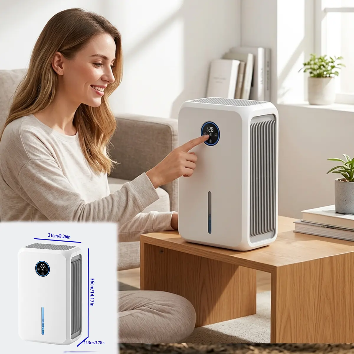 2.6L Plug-Powered Home Dehumidifier - LED Display, Quiet Operation, Auto Shutoff, Energy Efficient, Mold Prevention, Musty Smell Reduction, Indoor Use, Moisture Removal for Bedroom, Closet, Living Room, RV
