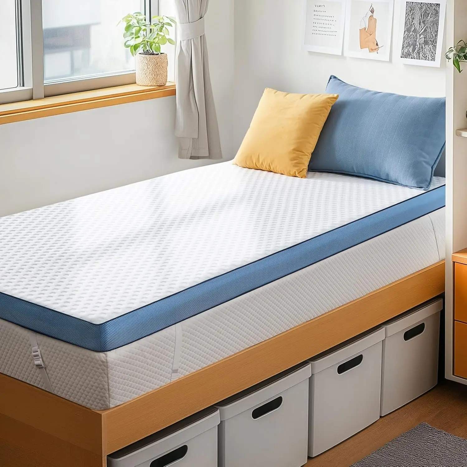 3 Inch Firm Mattress Topper  XL Size, Cooling Gel-Infused &  Charcoal Memory  Bed Topper for , High-Density Mattress Pad with Removable Cover, CertiPUR- Certified