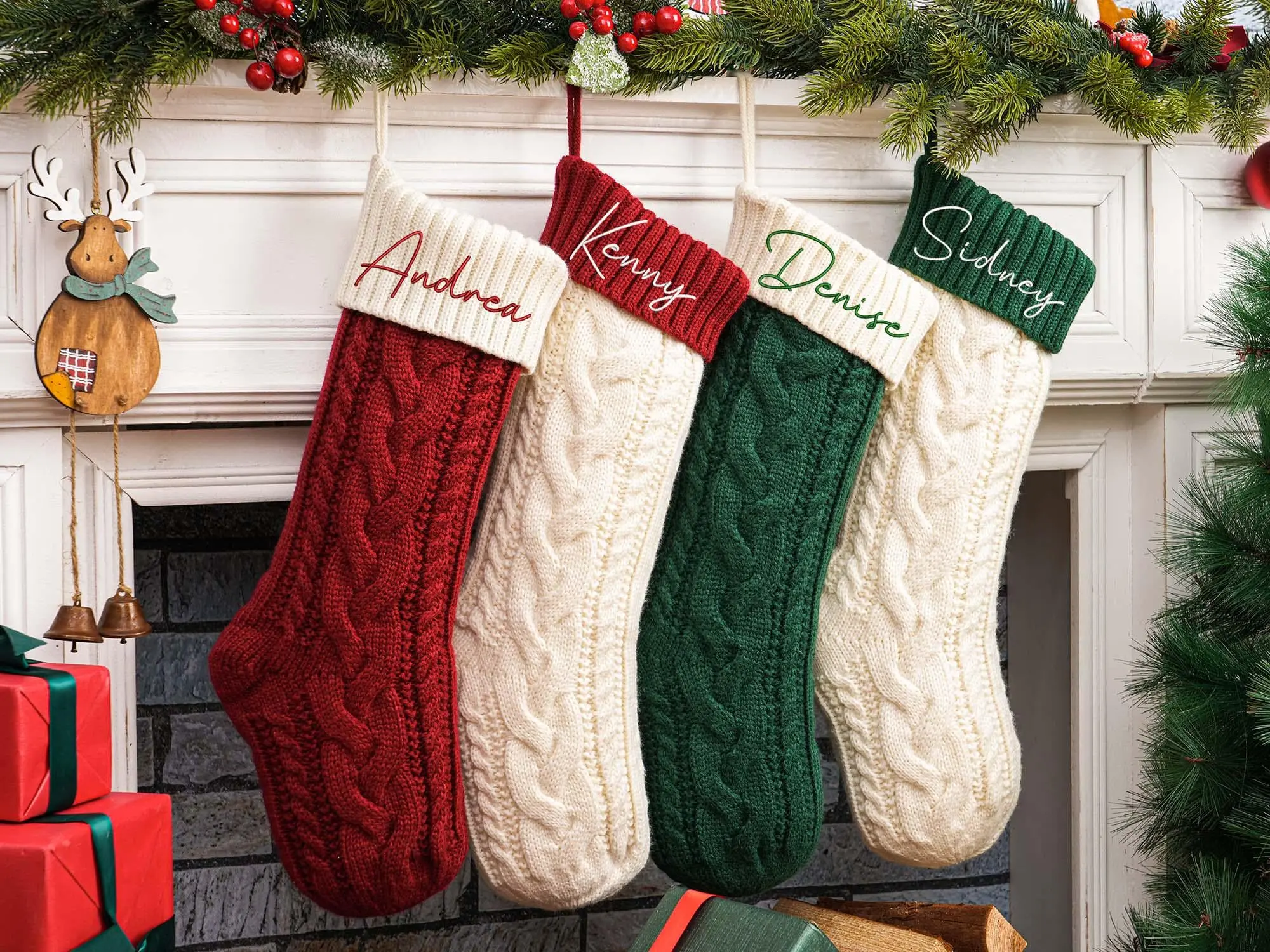 2024 Knitted Christmas Stockings-family Christmas Stocking-embroidered Christmas Stocking-holiday Stockings With Name-christmas Family Gifts