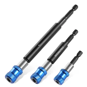 Drill Bit Extension Set  3pcs Magnetic Holder Extender With Aluminum Sleeve 1/4 Inch Hex Quick Release For In 2-3/8" 4" And 6"