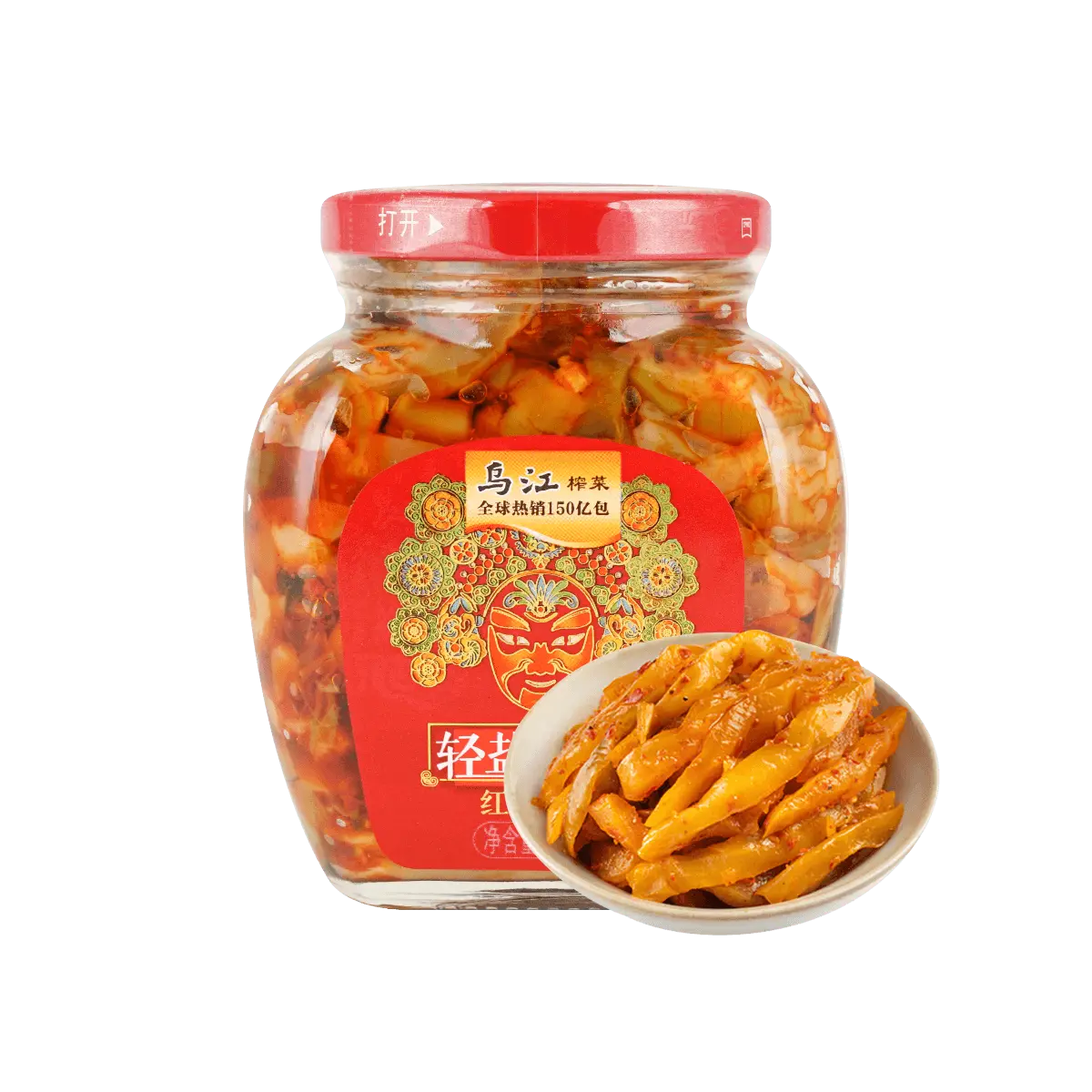 WUJIAN Light Salted Chili Oil Preserved Vegetable 300g - Authentic Sichuan Flavor, Spicy & Savory Snack