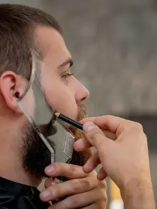 8-In-1 Transparent Beard Shaping Tool Set with Comb, Beard Styling Guide, Goat Beard & Moustache Templates, Grooming Accessories for Men