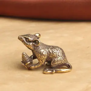 Exquisite Corn Mouse Sculpture, Brass Rat for Good Luck and Prosperity, Charm for Home, Car and Office Decoration Ornaments