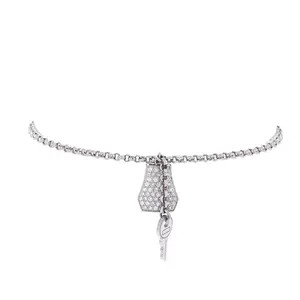 Pre-owned Hermes Kelly Clochette Chain Bracelet 18K White Gold with Pave Diamonds Small by Rebag