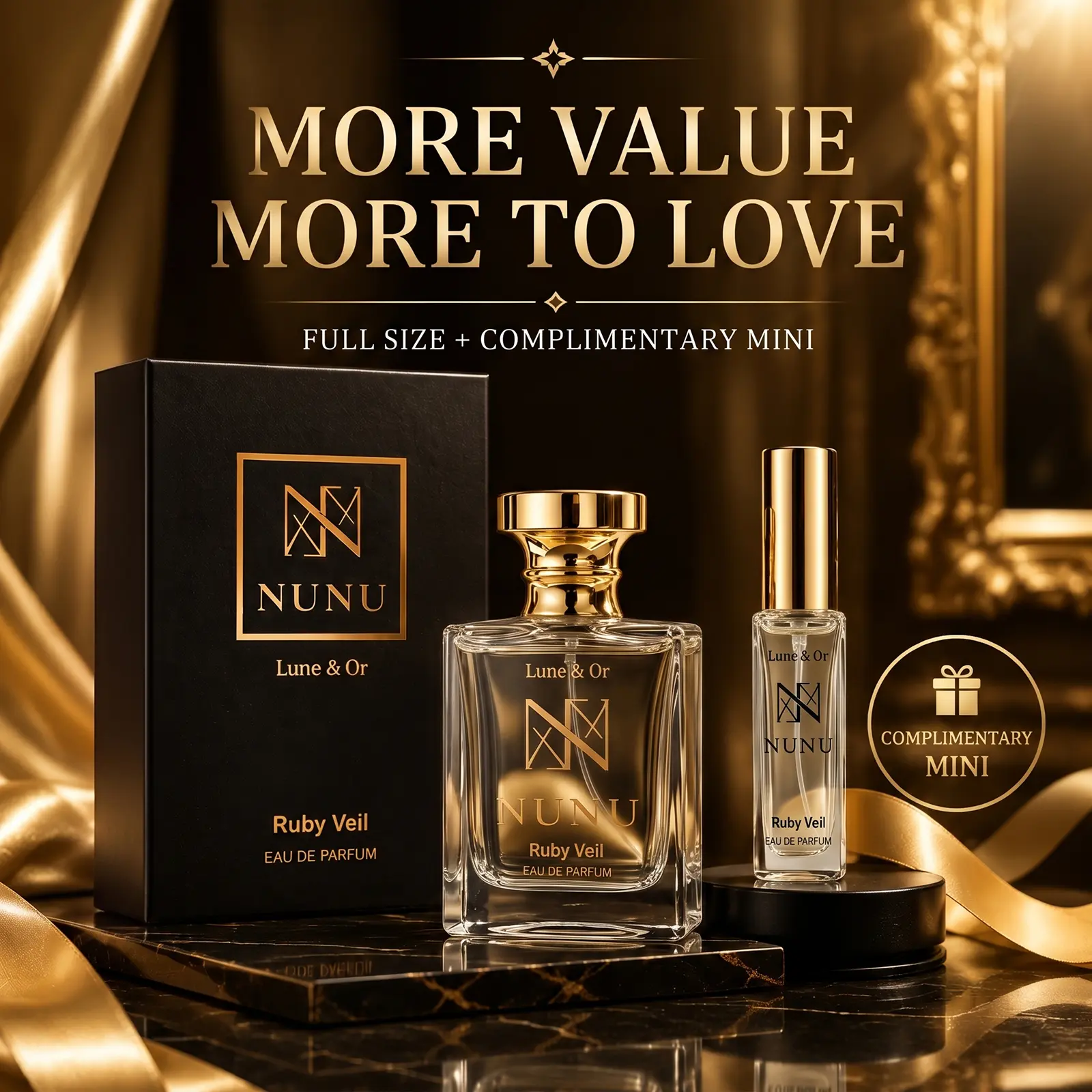 24 Hour Long-Lasting NUNU PARFUM Ruby Veil Eau De Parfum for Men & Women | Warm Amber Unisex Perfume Fragrance addictive scent
