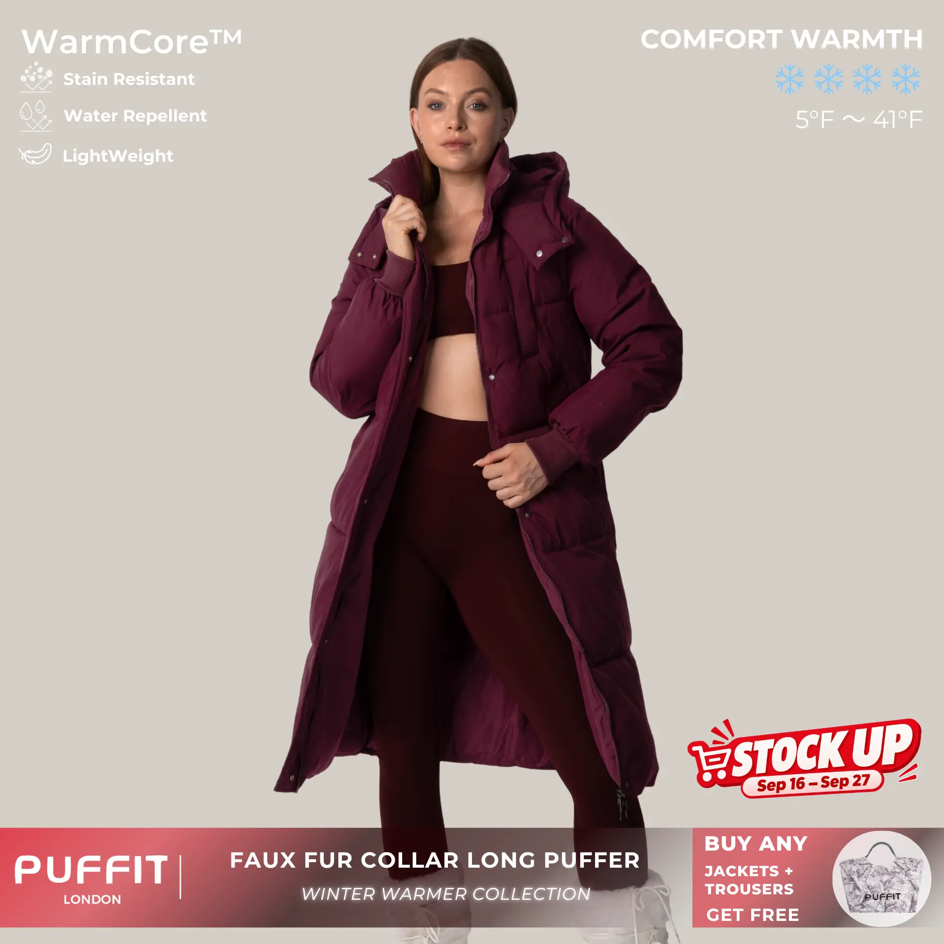 PUFFIT WarmCore Premium Classic Hooded Long Puffer Coat Women Long Ladies Quilted Outerwear Jacket Big Pocket,Water Repellent,Fall Winter Warm Basic Long Sleeve Tops Coat,Womenswear,2026 Shopping