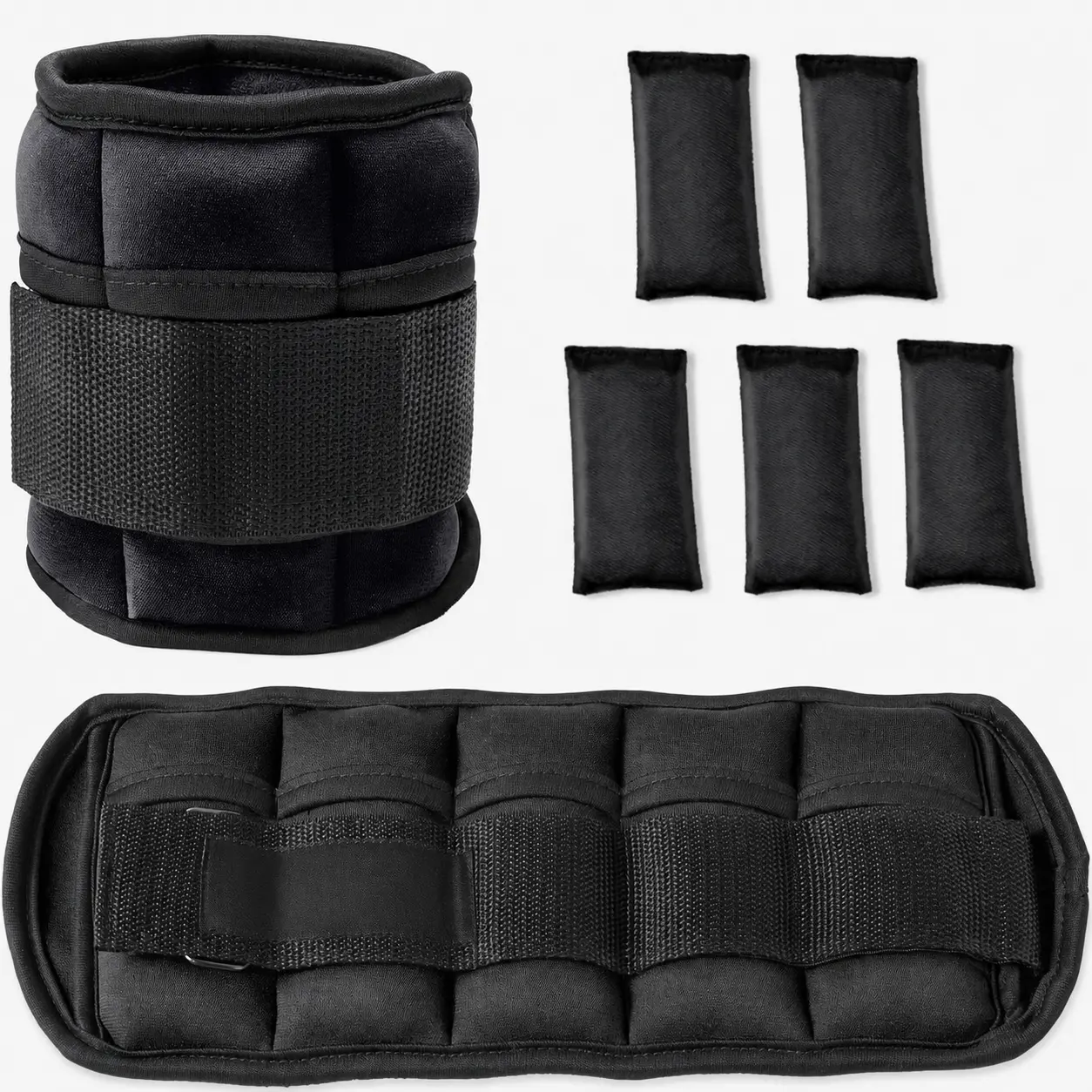 2.5/3.5/5.5 lbs*2 Adjustable Ankle Weights Set | Removable Sandbag Leg Weights for Walking, Running, Jogging, Pilates, Yoga, Aerobics, Strength Training, Fitness & Home Workout