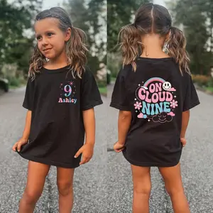 [Youth/adult] Personalized 9th Birthday Girl Shirt, On Cloud Nine Birthday Shirt, 9 Years Old Girls Gift, Youth Birthday 9th Shirt, Classic Cotton