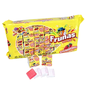 Frunas Fruit Chews Strawberry 48 ct. - Sweet Soft and Chewy Taffy with Strawberry Flavor - 48 Count Pack Snack Candy Bonbon Bite