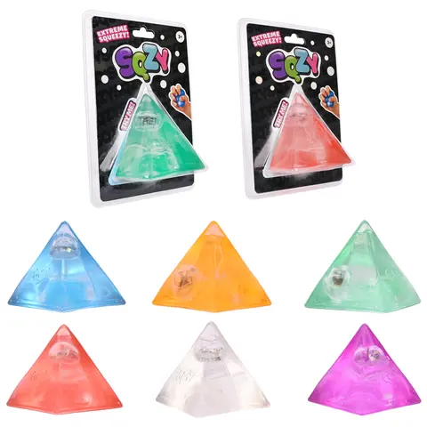 SQZY Pyramid 2 Pack - Light Up Gel Gem Squishy Fidget Toy – Viral Sugar Ball Style, Satisfying Solid Gel Squish, LED Stress Relief Sensory Toy, Anxiety Desk Toy, Kids & Adults