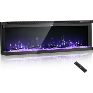 VEVOR 72 inch Electric Fireplace, Wall Mounted Recessed Fire Place with Remote Control, Timer, 1500W, Adjustable Flame Color Brightness, Touch Screen, Overheat Protection, for Living Room, BedroomVEVOR Super Brand Day
