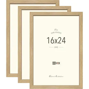16x24 Oak Wood Frame for Poster & Picture, Natural Solid Wood Photo Frames 3 Pack, Wall Gallery Frame