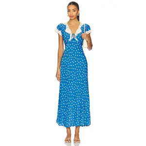 RIXO Amari Dress in Bohemia Spot Blue
