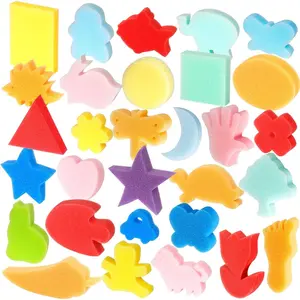 30pcs Painting Sponges Shape Sponge Paint Applicators Paint Sponges for Crafts Foam Sponge Stamps Assorted Pattern