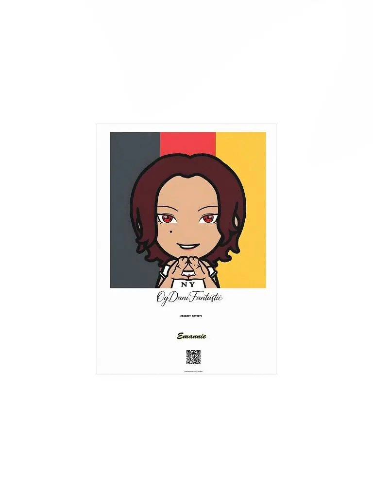OgDaniFantastic Anime Poster No Frame Promotional Item with NY Tagline & QR Code for Autograph Marketing Featuring Anime Character Design