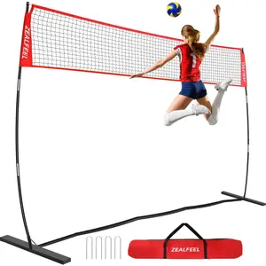 Volleyball Net, 12ft/20ft Height Adjustable Volleyball Training Net for Backyard, Portable Freestanding Practice Net for Hitting & Serving Drills, Pop up Net with Carry Bag for Indoor Outdoor