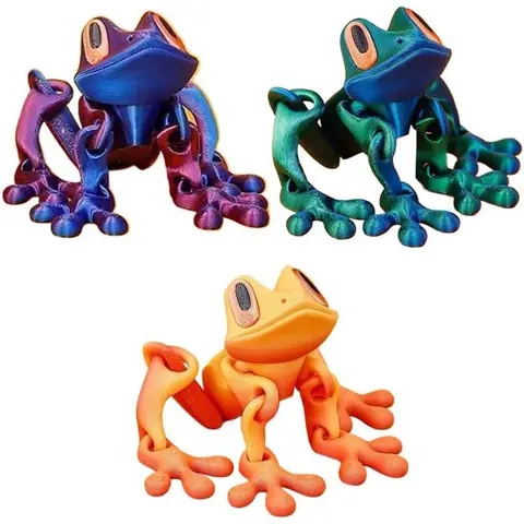 3-Pack/4-Pack Adjustable 3D Printed Magnetic Articulated Frog Nightlight, Poseable Jumping Animals Lighting, Refrigerator Magnet with Magnetic Fridge Hold & Metal-Surface Fit, Home Decor Accent