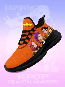 K-po Men's Demonn Hunters Cool Cartoon Character Graphic Print Sneakers, Unique Anime Pattern Streetwear Sport Couple Shoes, Lightweight Breathable Casual Fashion Soft Sole Shoes for Party, Daily Wear and Gift