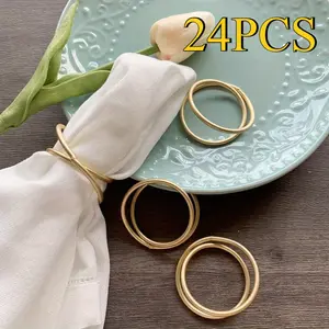 24PCS Gold Napkin Rings Metal Spiral Napkin Holders Napkin Buckles for Family Dinner, Wedding, Party, Table Decorations