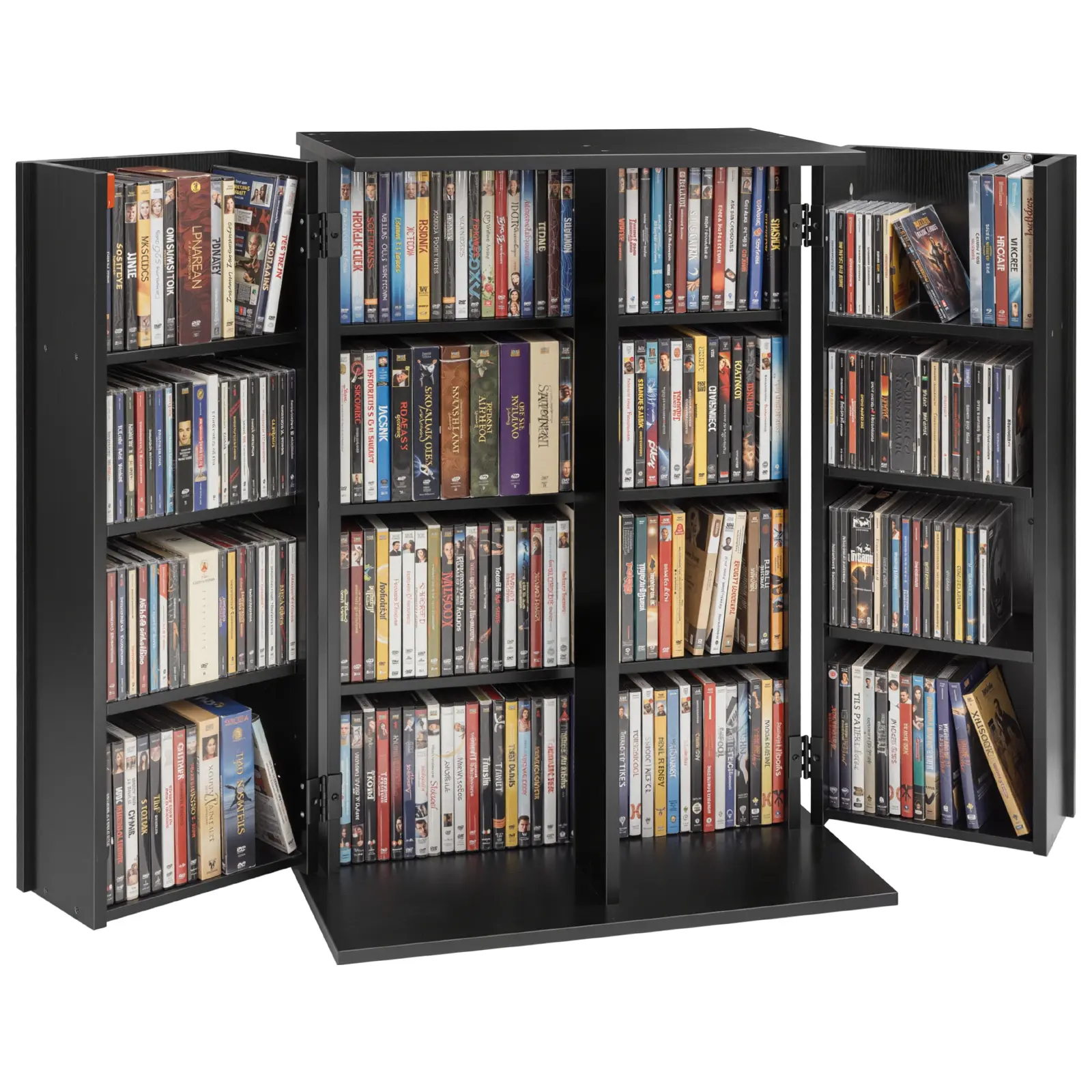 【SummerFinds】VEVOR Media Storage Cabinet, 4-Tier DVD Shelf Organizer, 24.02 x 14.49 x 33.31 in Multimedia Storage Organizer for CDs, DVDs, Books, Games, CD Shelf for Living Room, Home Office, Recording Room, Black, Cd Holder, Cd Rack