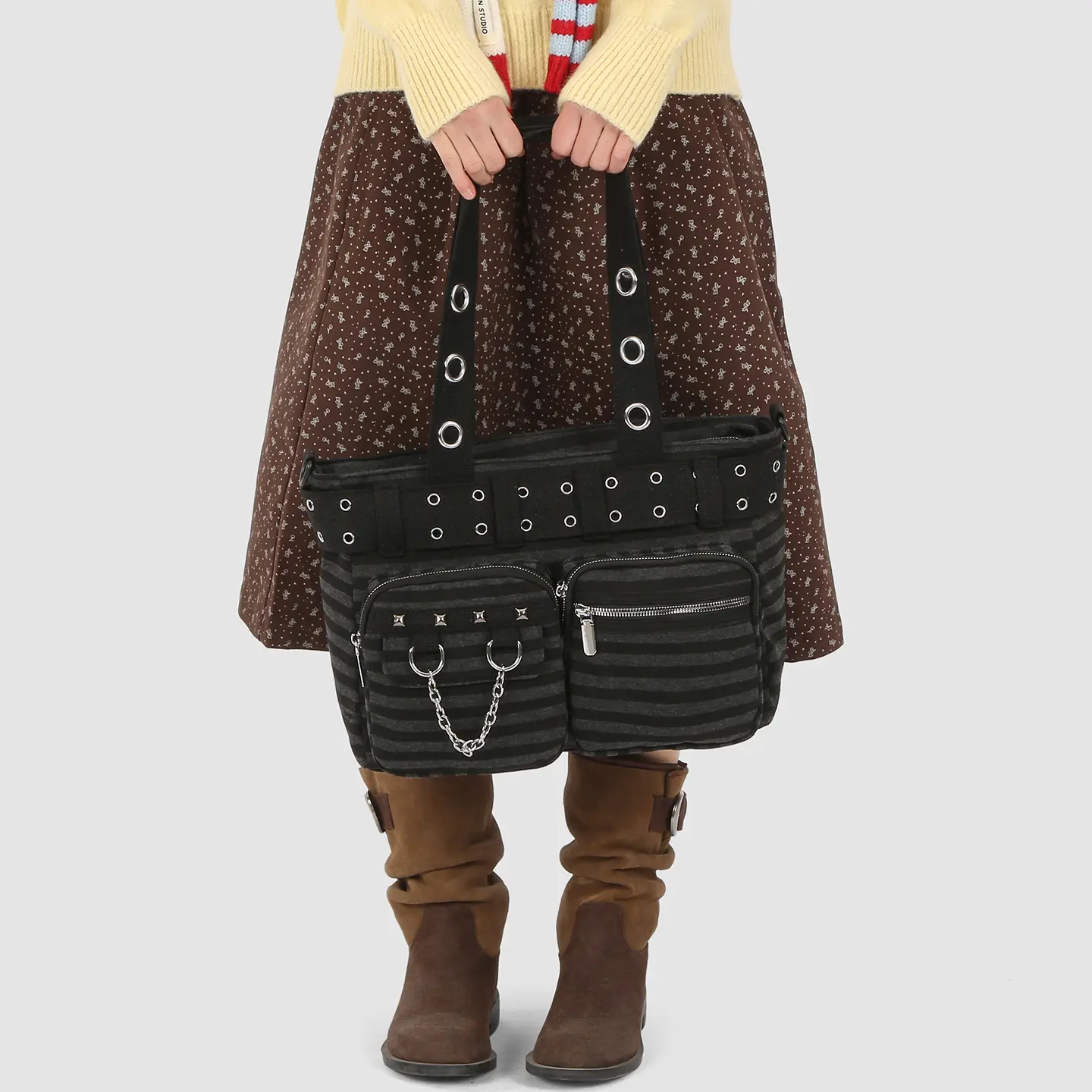 Goth Bag for Women, Corduroy Gothic Purse Y2K Bags with Zipper for
