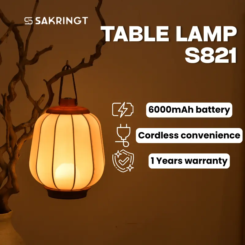 Rechargeable Cordless LED Table Lamp – 3-Color Dimmable Touch Lantern with Handle, 4000mAh Battery, Portable Hangable Light for Indoor Outdoor Home Decor
