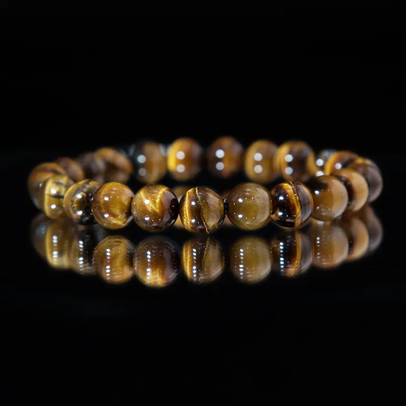 Factory Direct 5A Non-Natural Yellow Tiger Eye Stone Beads Single Circle Bracelet, Lightning Eye Design, Wood Stone Accent, Wholesale Jewelry Accessory