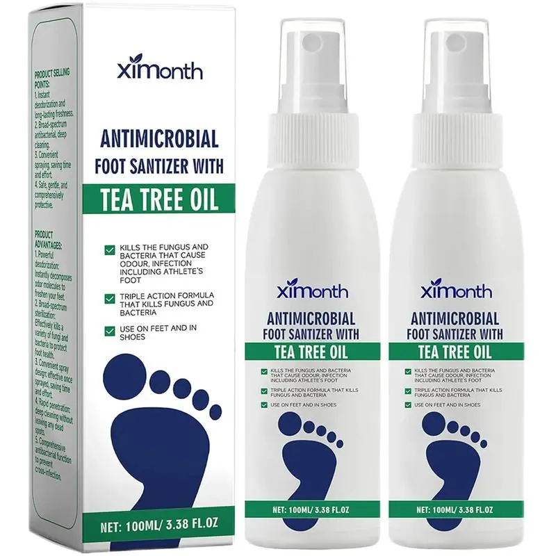 Antifungal Foot Spray with Tea Tree Oil 3.38 fl oz (100ml), Clinically Tested for Athlete's Foot, Stops Itching, Fights Odor & Fungus,  Protection, Moisturizing Foot & Nail Sanitizer Spray for Dry Feet, Odor Control & Shoe Freshness.
