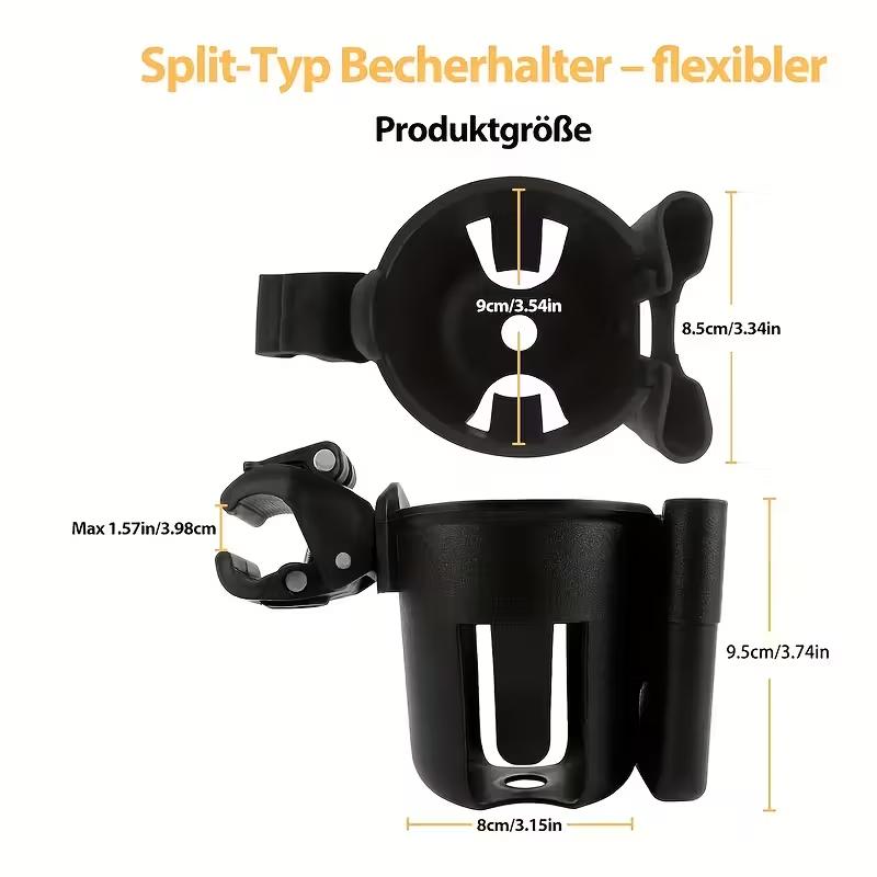 2-in-1 Universal Cup Holder | Suitable for bicycles, cars, motorcycles, walkers, and wheelchairs; 360° multi-functional cup holder for smartphones
