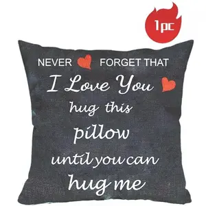 1 PC, Letter Print Throw Pillow Cover without Filler, Square Pillow Cover, Simple Design Cushion Cover for Home Decor, Washable Cushion Covers, Romantic Gift for Her Him, Home Textile
