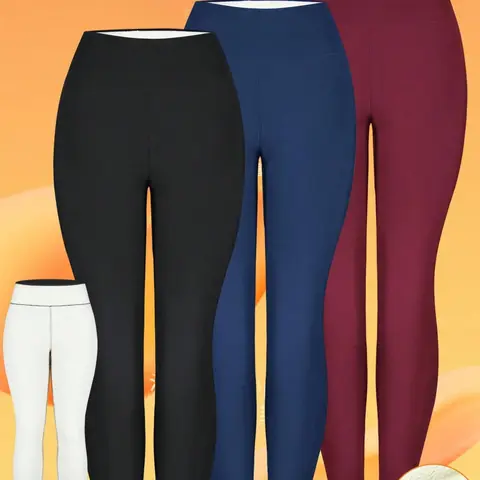 Women's 3-Piece Winter Fleece-Lined Thermal Leggings, High-Waisted Warm Long Pants, Sporty Casual Basic Minimalist Daily Wear, Thick, Soft and Comfortable, Fleece Lining, Womenswear, Fit