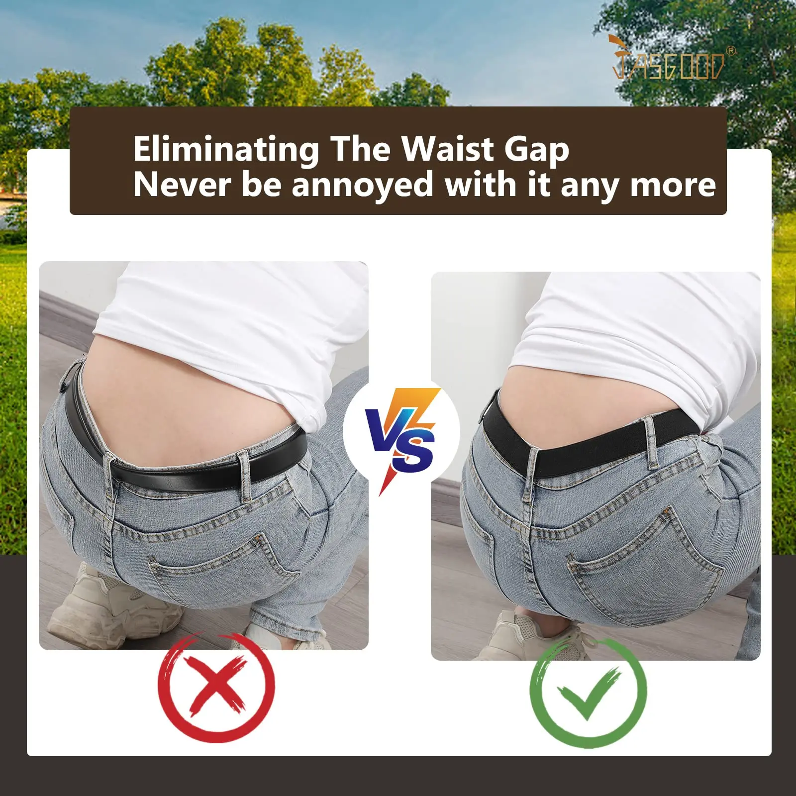 JASGOOD Women No Show Stretch Belt Invisible Elastic Web Strap Belt for Jeans Pants Dresses with Flat Buckle Adjustable Belt Set JASGOOD Women No Show Stretch Belt Invisible Elastic Web Strap Belt for Jeans Pants Dresses with Flat Buckle Adjustable Belt Set