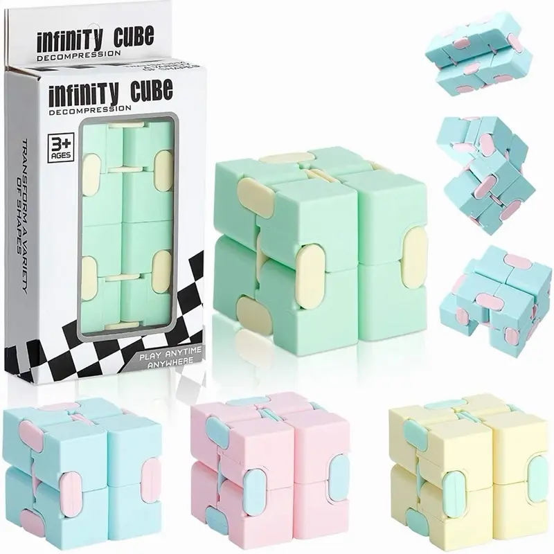 Infinite Cubes Decompression Toy for Kids Ages 3+ - Play Anytime Anywhere - Transformable & Fun - Available in Blue, Pink, & Yellow
