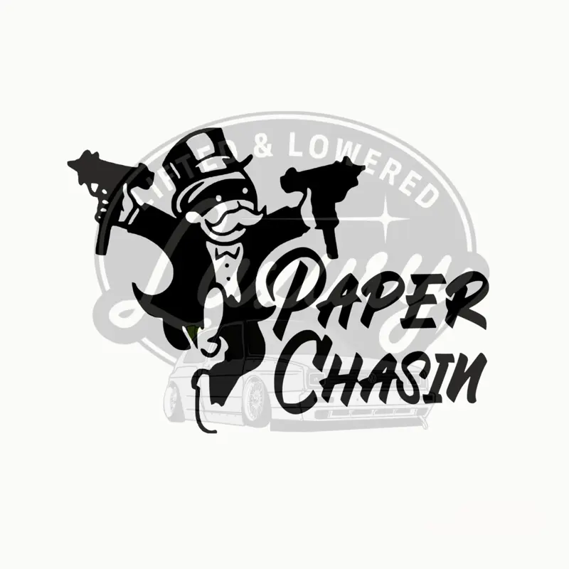Paper chasin vinyl decal for car or truck
