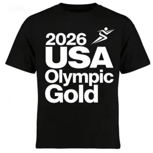 2026 USA Olympic Gold Shirt Adult Black Casual Tee Featuring Bold USA Lettering