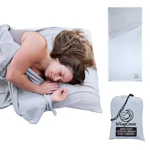 Organic Cotton Sleepwell Liner - Travel-Friendly Jersey Cotton Sleeping Bag With Full Zipper for Hotels & Camping