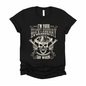I’m Your Huckleberry T-Shirt  Classic Movie Quote Parody Tee  Vintage Western Graphic Shirt  "Say When" Unisex Casual Humor Tee