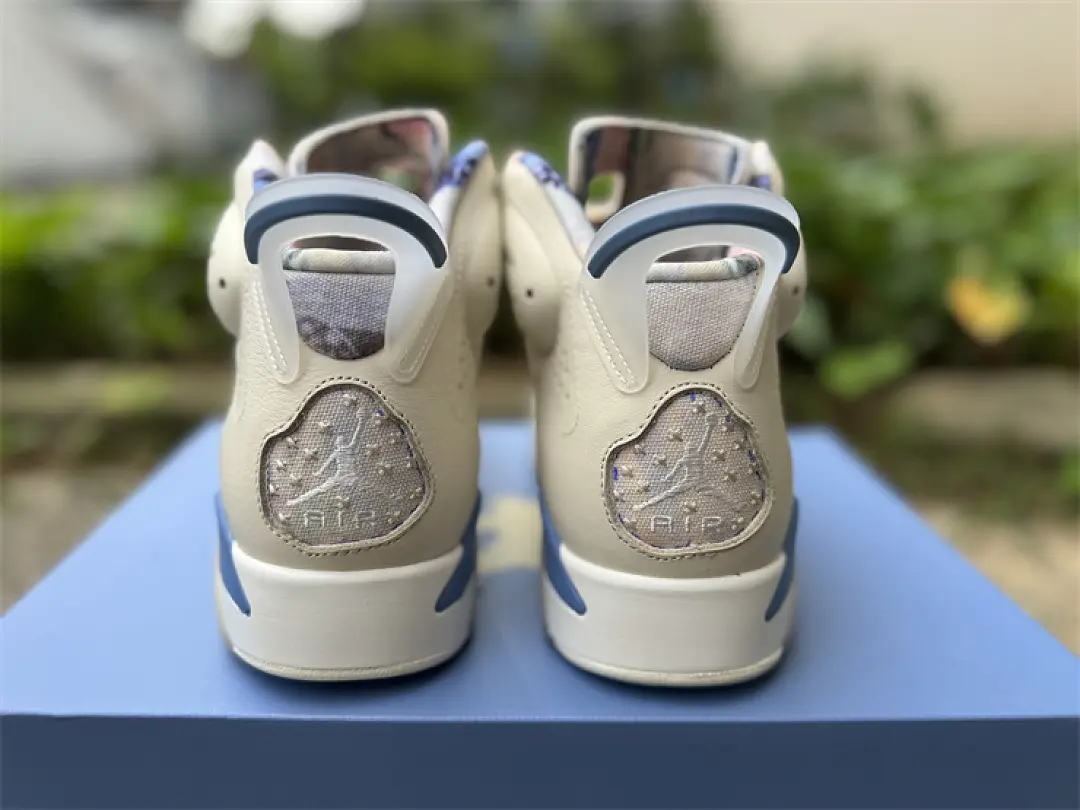 Brand New Sealed High Top Retro 6 Cream Light Blue Sneakers Unisex Air Cushion Basketball Sports Shoes With Original Shoe Box