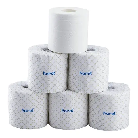 [1 Case, 48 Rolls] Karat 2-Ply Standard Toilet Paper Rolls | 500 Sheets Per Roll, Virgin Wood Pulp, Individually Wrapped