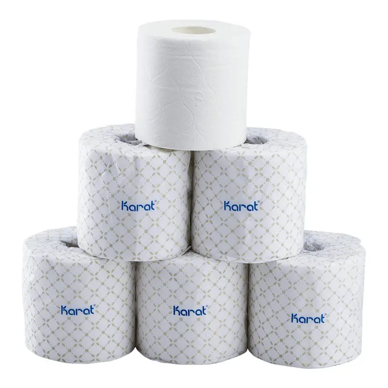 [1 Case, 48 Rolls] Karat 2-Ply Standard Toilet Paper Rolls | 500 Sheets Per Roll, Virgin Wood Pulp, Individually Wrapped