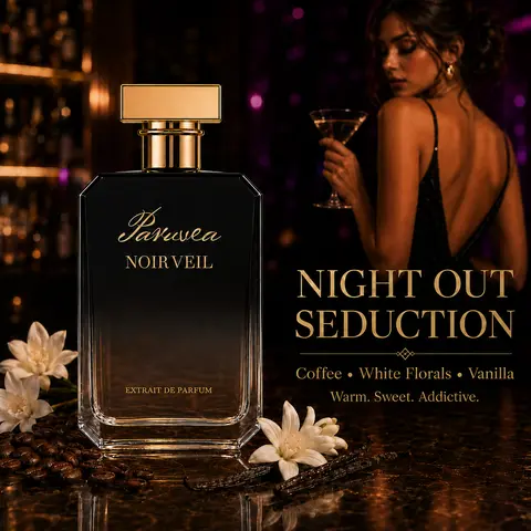 Paruvea Noir Veil Extrait De Parfum, 100ml (3.4 fl oz) Warm Sweet Coffee Vanilla Floral Fragrances Perfume for Adult Women, Long Lasting Vanilla Perfumes, Night Out Scent, Gifts for Adulting Women