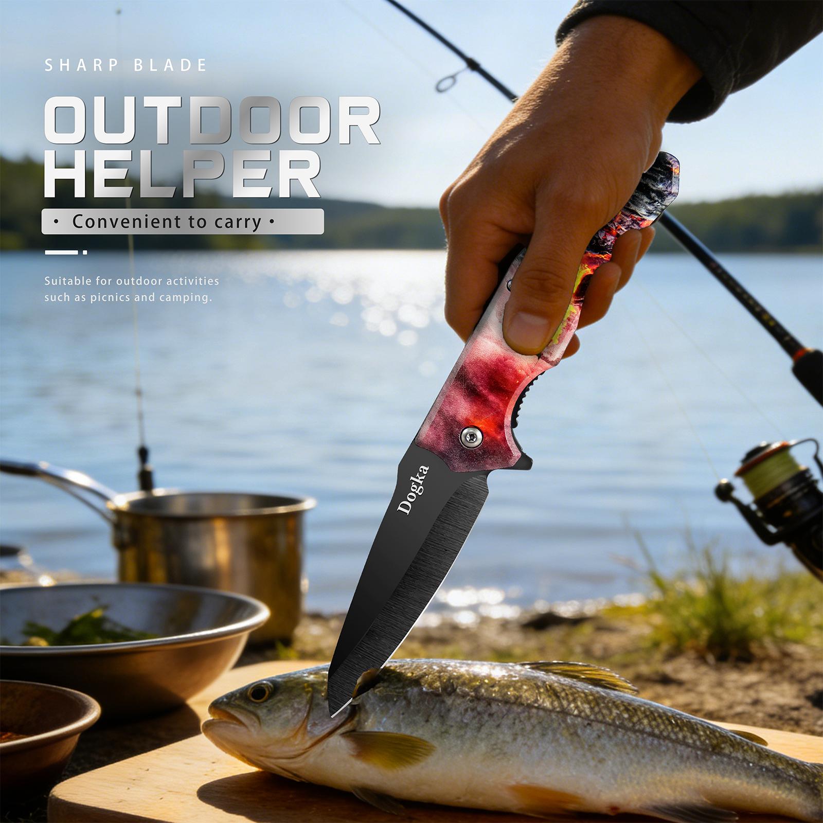 Volcano Pattern Folding Kitchen Knife Premium Compact Kitchen Utility Knife with Volcano Print | Ideal for Home Cooking & Gifting Folding Kitchen Knife Fruit Prep Knife Portable Cooking Knife nife