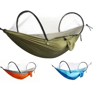 Camping Hammock with Mosquito Net, 3-in-1 Portable Hammock Tent, Built-In Mosquito Net, Dual-Way Zippers, 440lbs Load Capacity with Storage Pocket for Outdoor Backpacking Hiking Travel