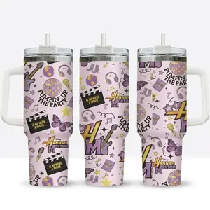 Hannah Princess Pumpin Up The Party Tumbler 40oz, Nostalgic Pop Star Drinkware For Girls Women, Car Cup Portable, Y2K Throwback Travel Cup Gift | 250326.C00695.ID03