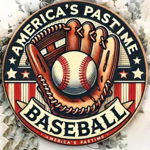 Baseball Welcome Aluminum Sign – Round Wall Art Poster for Home Kitchens, Dining Rooms & Garden Decor