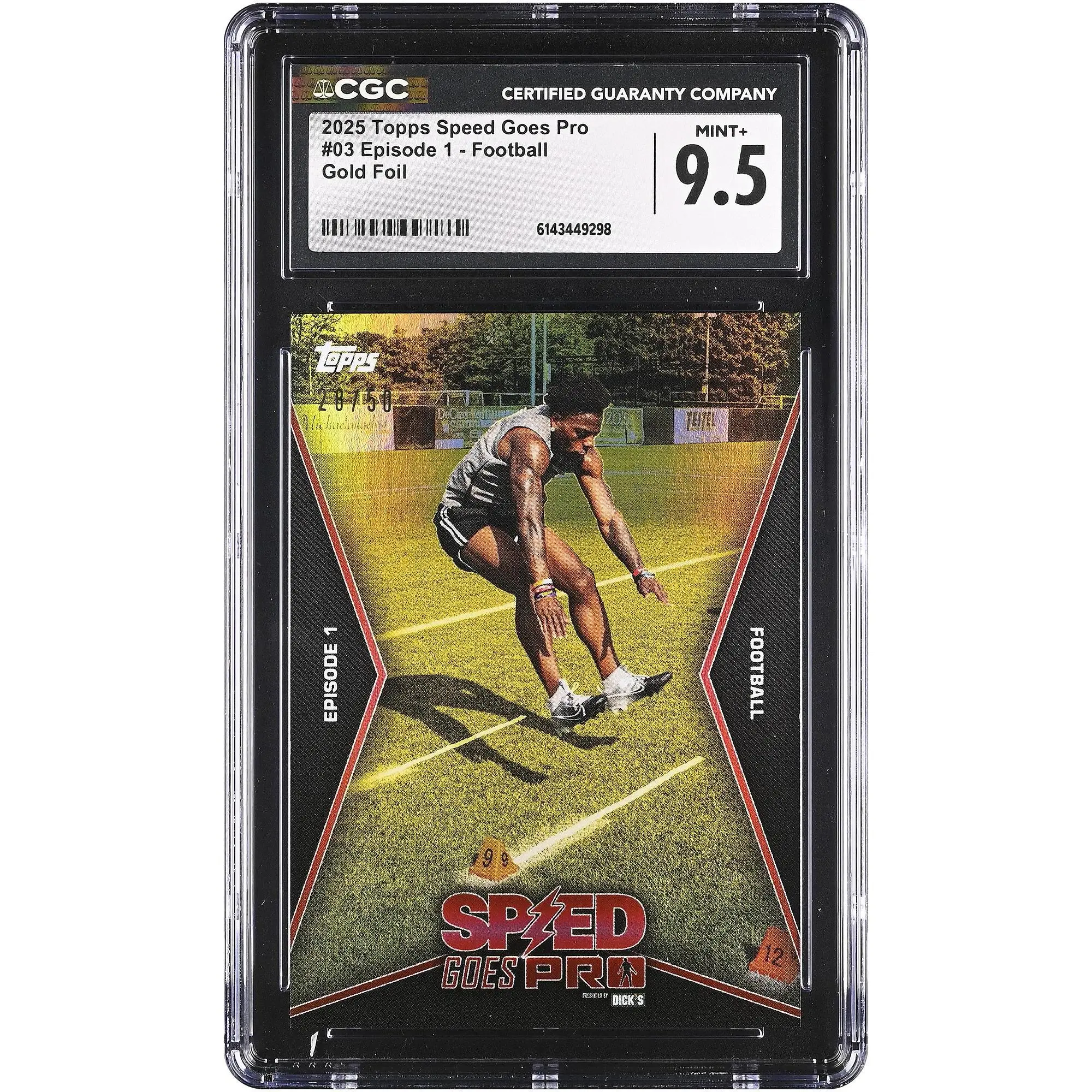 Speed 2025 Topps Speed Goes Pro Episode 1 - Football Gold Foil #03 #/50 CGC Authenticated 9.5 Card