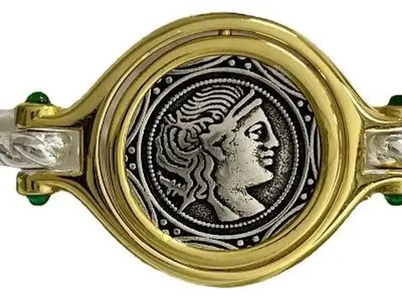UNGUGU Ancient Greek Mythology Goddess Coin Bracelet - Artemis Selene Athena Queen Design, Double-Sided Rotable, Minimalist, Stackable, Mix Bracelets, Jewelry Gifts for Women, Stackable Bracelets
