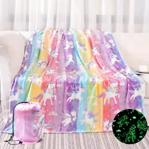 Glow in The Dark Blanket Unicorns Gifts for Girls, Soft Blanket  6 7 8 9 10 Year Old Girl Gifts,  Girls Toys  6-8, Gifts for Girl for Birthday Gifts Presents, 50"x60"